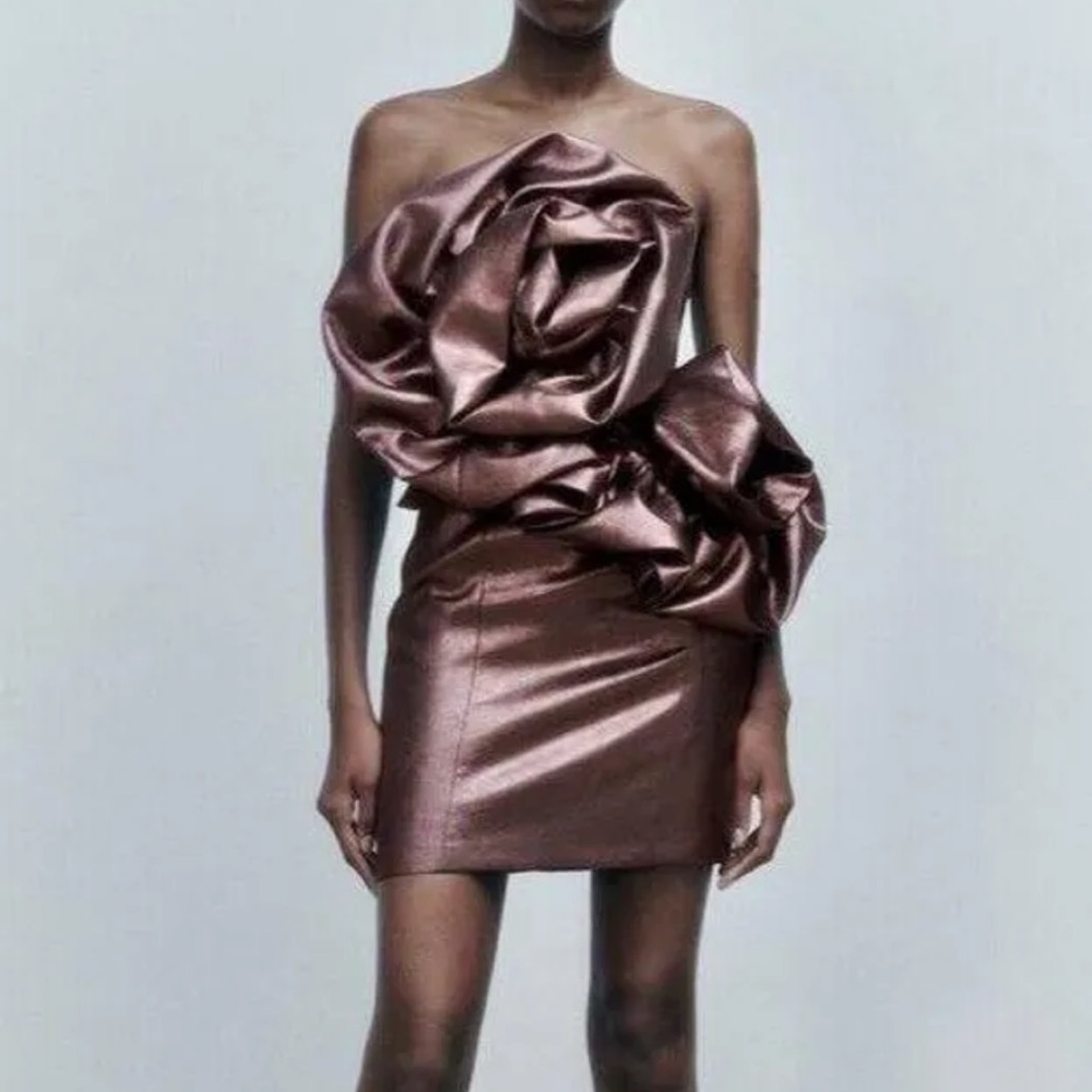 Zara metallic flower statement dress